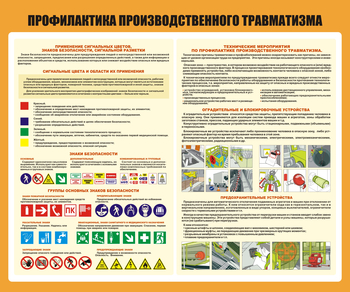 Стенд С210 Профилактика производственного травматизма(1200х1000 мм) - Стенды - Стенды по охране труда - Магазин охраны труда и техники безопасности stroiplakat.ru